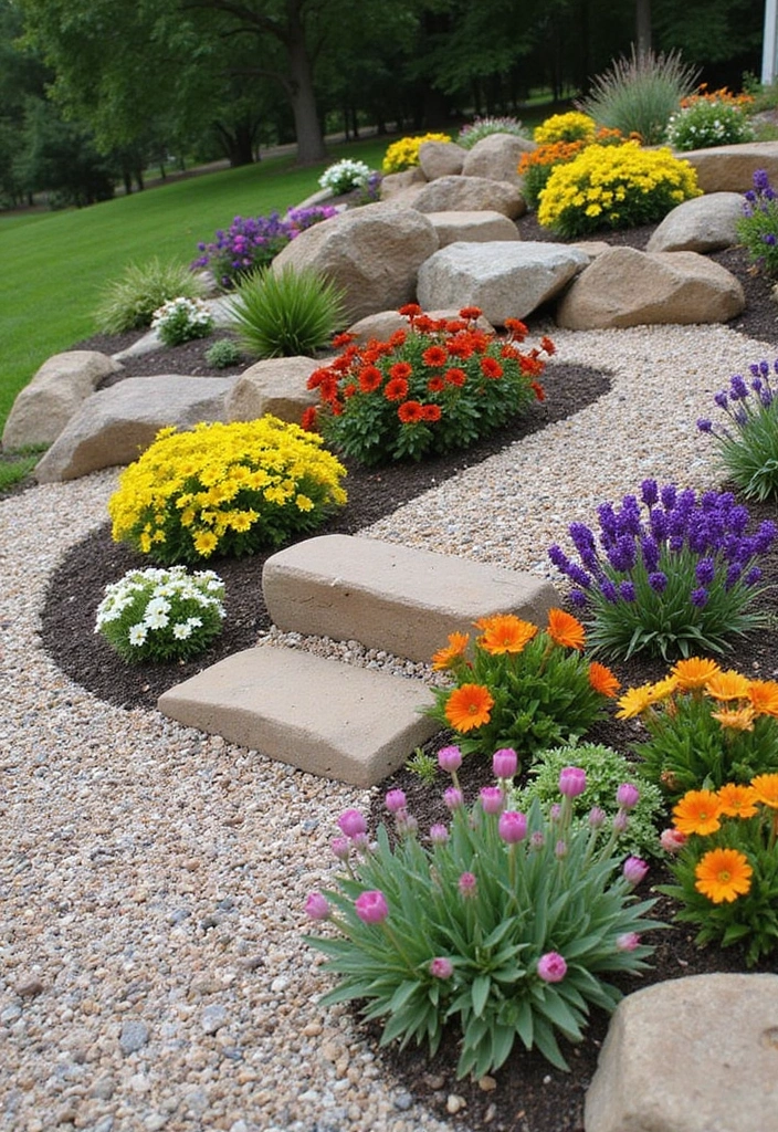 30+ Gravel Flower Bed Ideas That Are Low Maintenance and Beautiful - 2. Rock and Roll: A Bold Approach