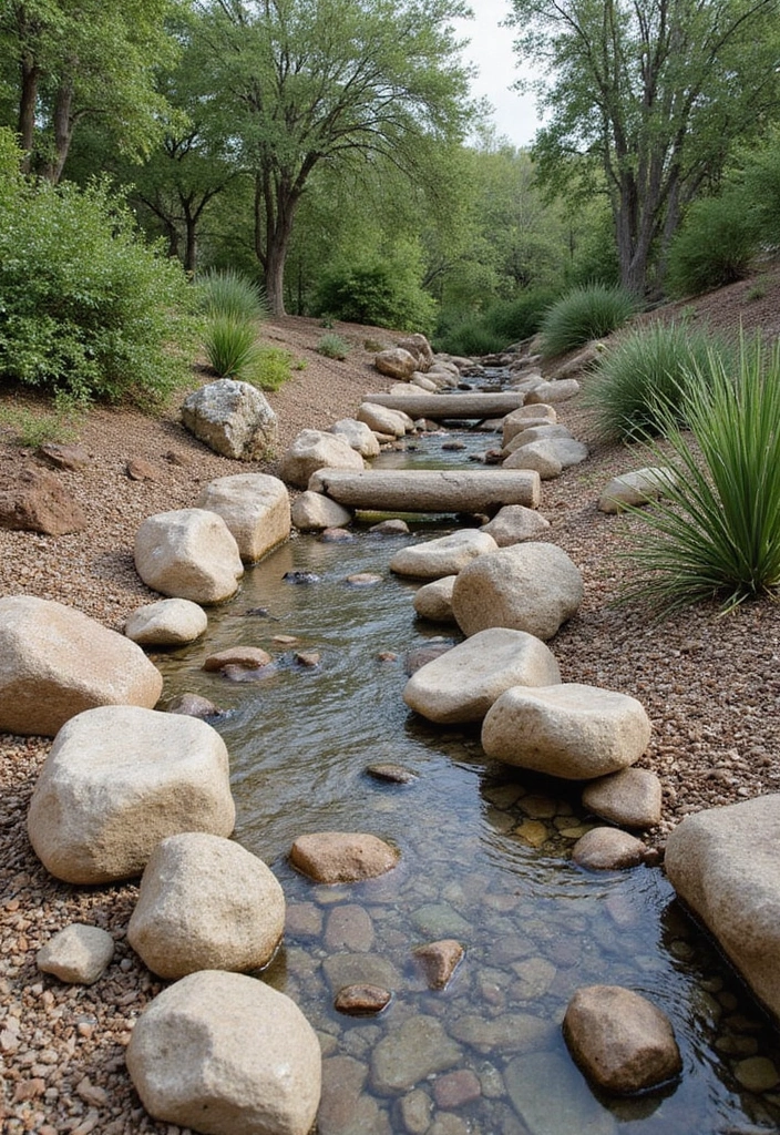 30+ Gravel Flower Bed Ideas That Are Low Maintenance and Beautiful - 6. Rustic Dry Creek Bed
