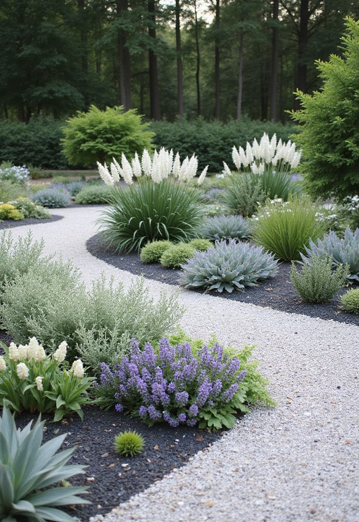 30+ Gravel Flower Bed Ideas That Are Low Maintenance and Beautiful - 8. Monochrome Elegance