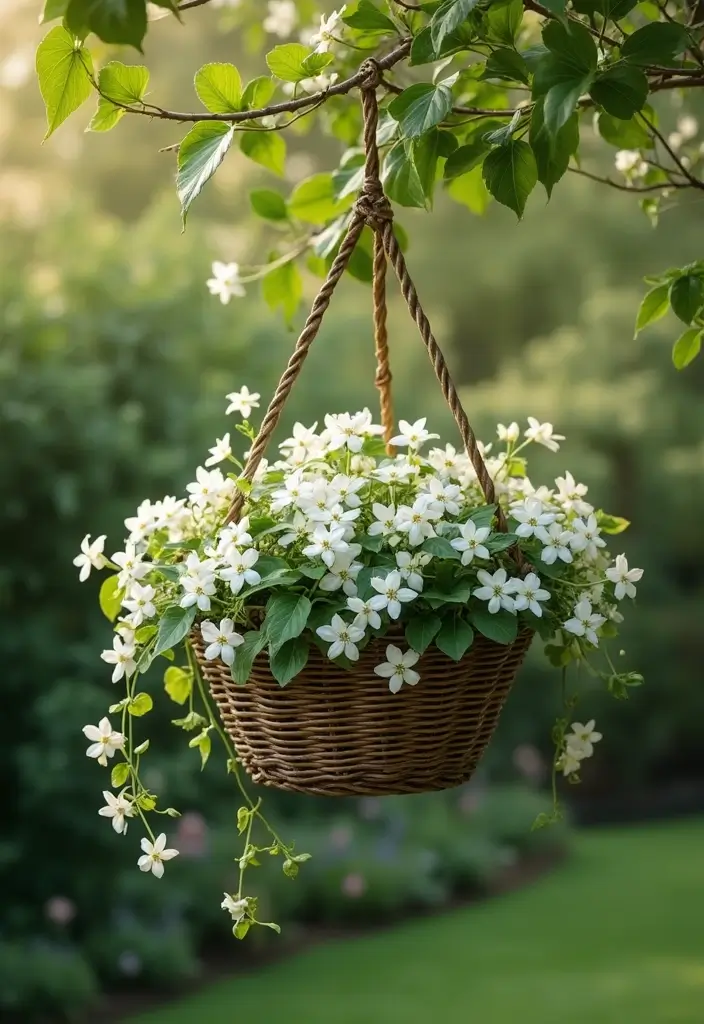 30 Hanging Flower Basket Ideas That Add Charm to Any Space - 15. Sweet Scented Jasmine