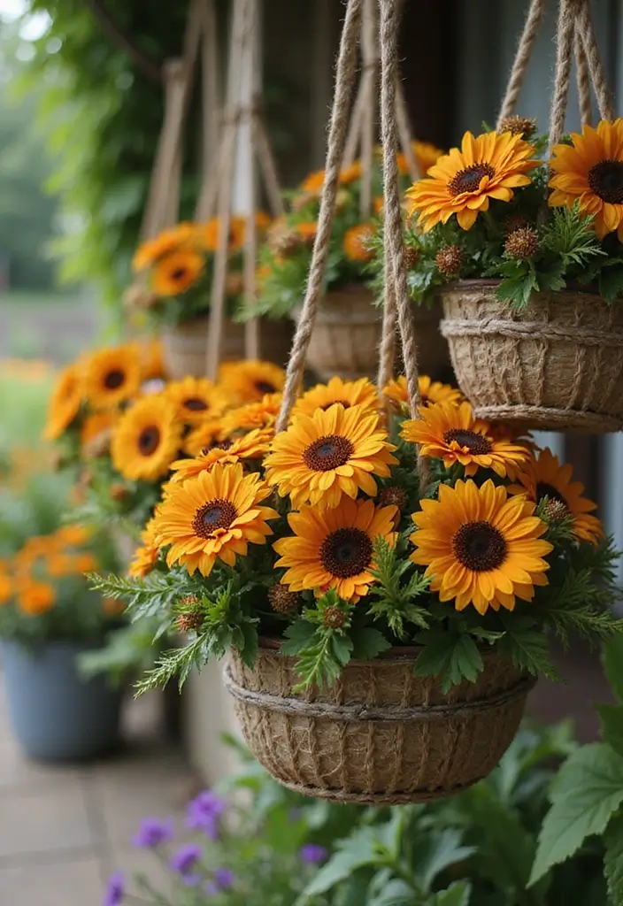 30 Hanging Flower Basket Ideas That Add Charm to Any Space - 17. Rustic Strawflowers