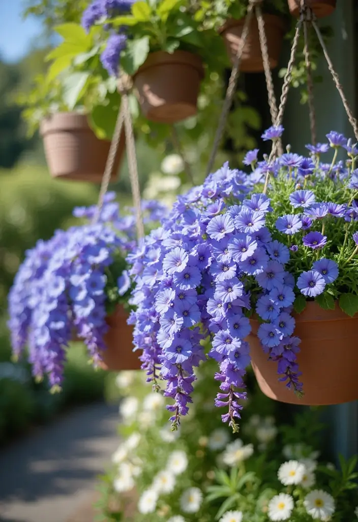 30 Hanging Flower Basket Ideas That Add Charm to Any Space - 30. Stunning Scaevola
