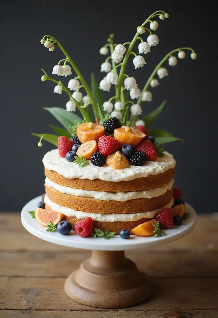 30+ May Birth Flower Designs That Make Perfect Bouquets and Tattoos - 7. Layered Cake Decor with Lily of the Valley