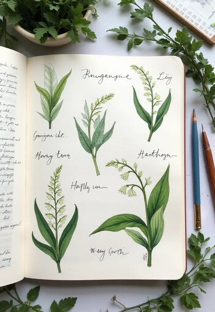 30+ May Birth Flower Designs That Make Perfect Bouquets and Tattoos - 9. Botanical Journal with May Flowers