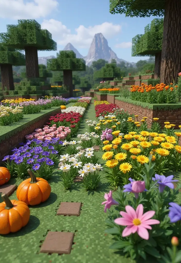 30+ Minecraft Flower Garden Builds to Inspire Your Next Creation - 11. Seasonal Flower Garden