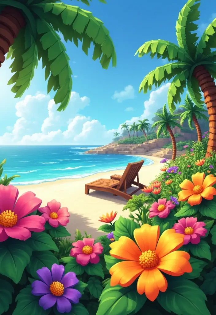 30+ Minecraft Flower Garden Builds to Inspire Your Next Creation - 14. Tropical Flower Beach