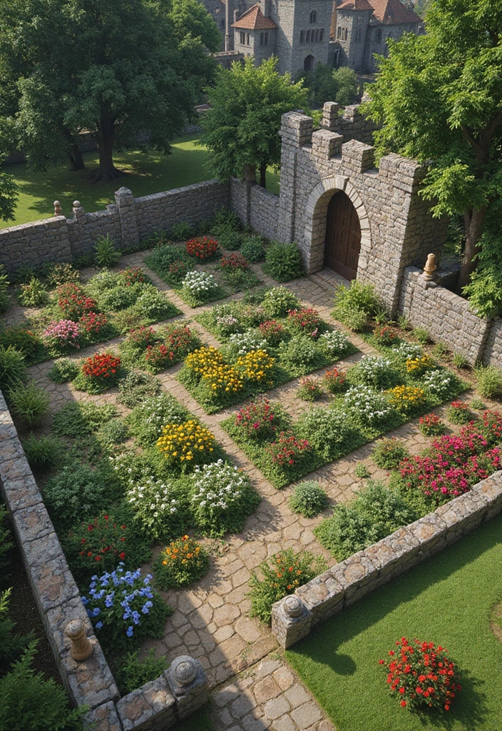30+ Minecraft Flower Garden Builds to Inspire Your Next Creation - 23. Medieval Flower Garden