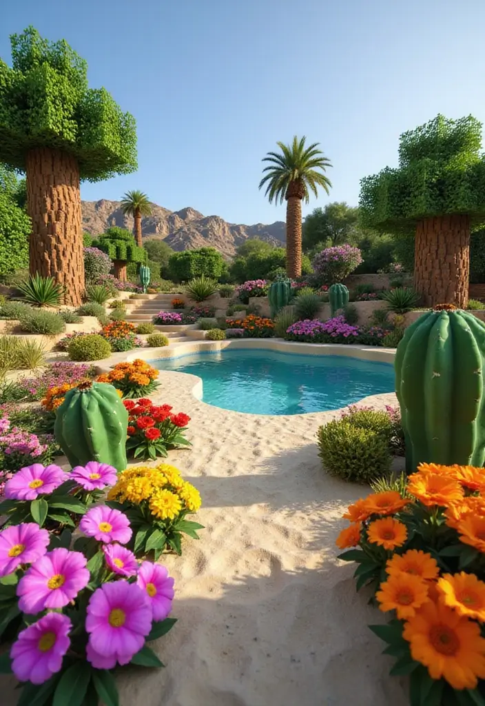 30+ Minecraft Flower Garden Builds to Inspire Your Next Creation - 5. Desert Flower Oasis