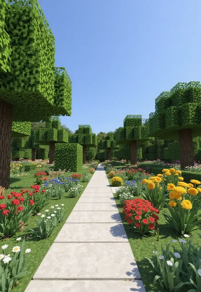 30+ Minecraft Flower Garden Builds to Inspire Your Next Creation - 8. Modern Minimalist Garden