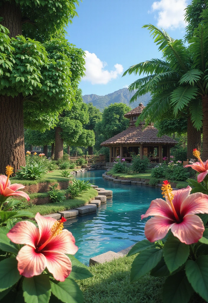 30+ Minecraft Flower Garden Builds to Inspire Your Next Creation - 9. Tropical Paradise Garden