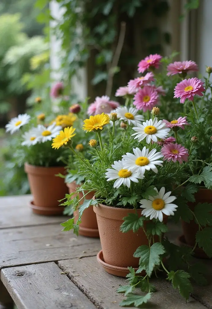 30 Mixed Flower Pot Arrangements That Impress Guests Instantly 1 30 Mixed Flower Pot Arrangements That Impress Guests Instantly - 1. Colorful Cottage Charm