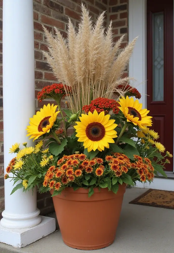30 Mixed Flower Pot Arrangements That Impress Guests Instantly 12 30 Mixed Flower Pot Arrangements That Impress Guests Instantly - 12. Autumn Auras