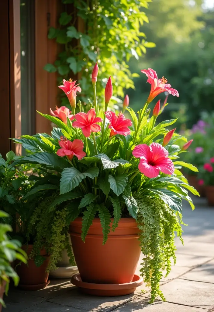 30 Mixed Flower Pot Arrangements That Impress Guests Instantly 2 30 Mixed Flower Pot Arrangements That Impress Guests Instantly - 2. Tropical Vibes