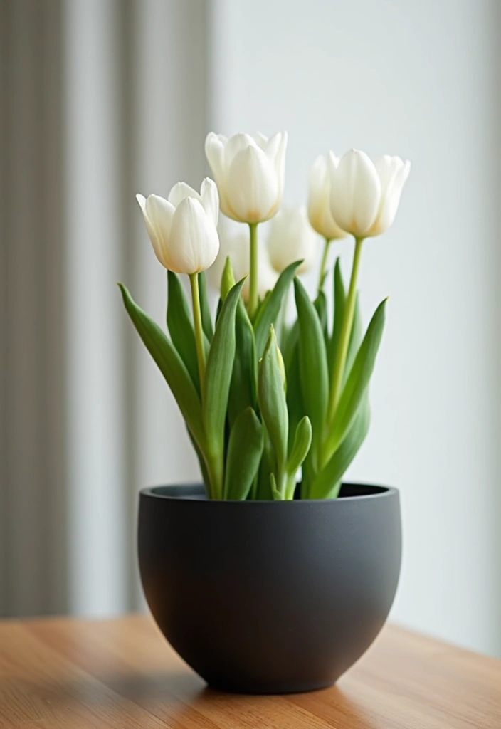 30 Mixed Flower Pot Arrangements That Impress Guests Instantly 3 30 Mixed Flower Pot Arrangements That Impress Guests Instantly - 3. Minimalist Elegance