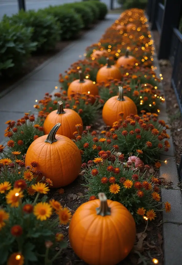 30+ Narrow Flower Bed Solutions to Maximize Small Spaces - 24. Seasonal Decorations