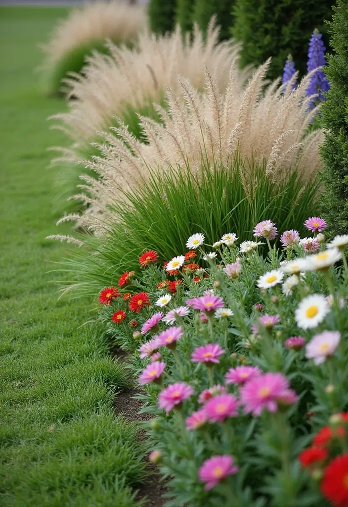 30+ Narrow Flower Bed Solutions to Maximize Small Spaces - 26. Ornamental Grasses