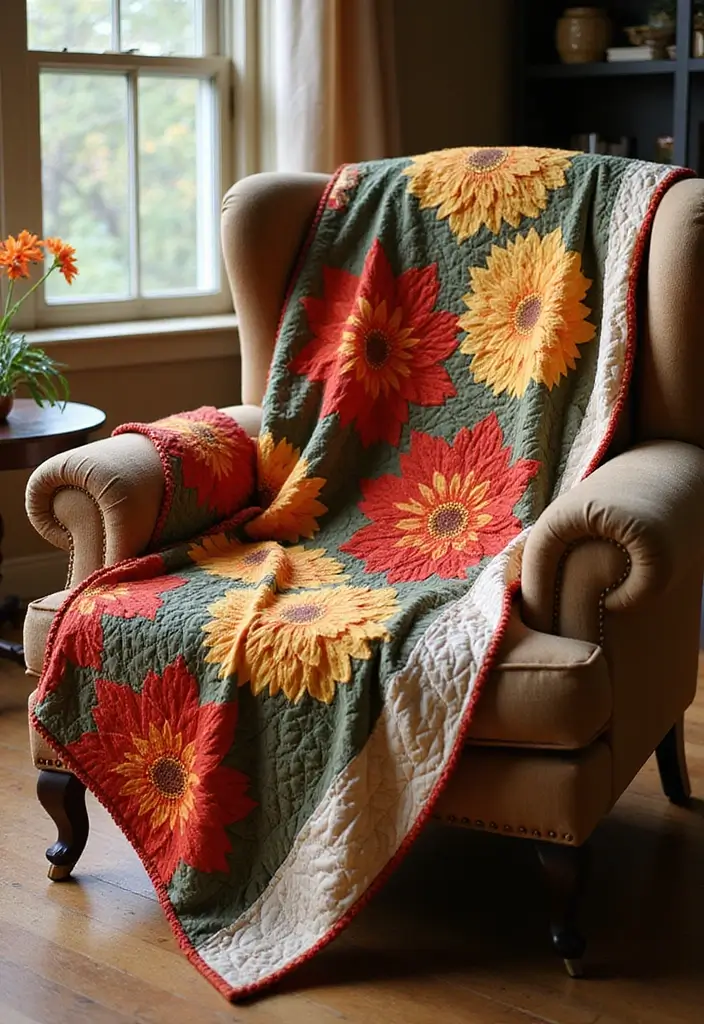 30 November Birth Flower Ideas for Unique Arrangements and Jewelry - 13. Chrysanthemum Quilts and Textiles