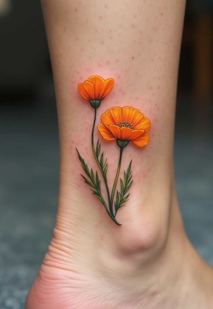 30 October Birth Flower Tattoo Ideas Featuring Marigold - 12. Small Marigold Tattoo