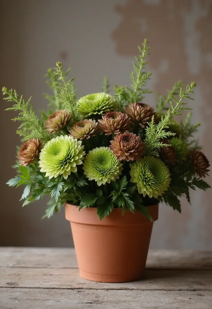30 October Flower Bouquet Inspirations Youll Fall in Love With 10. Earthy Tones Green and Brown Composition