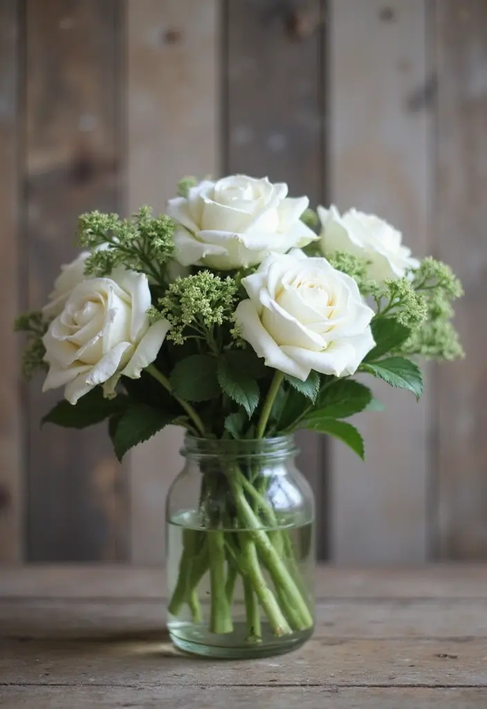 30 October Flower Bouquet Inspirations Youll Fall in Love With 11. Farmhouse Fresh White Roses and Greenery