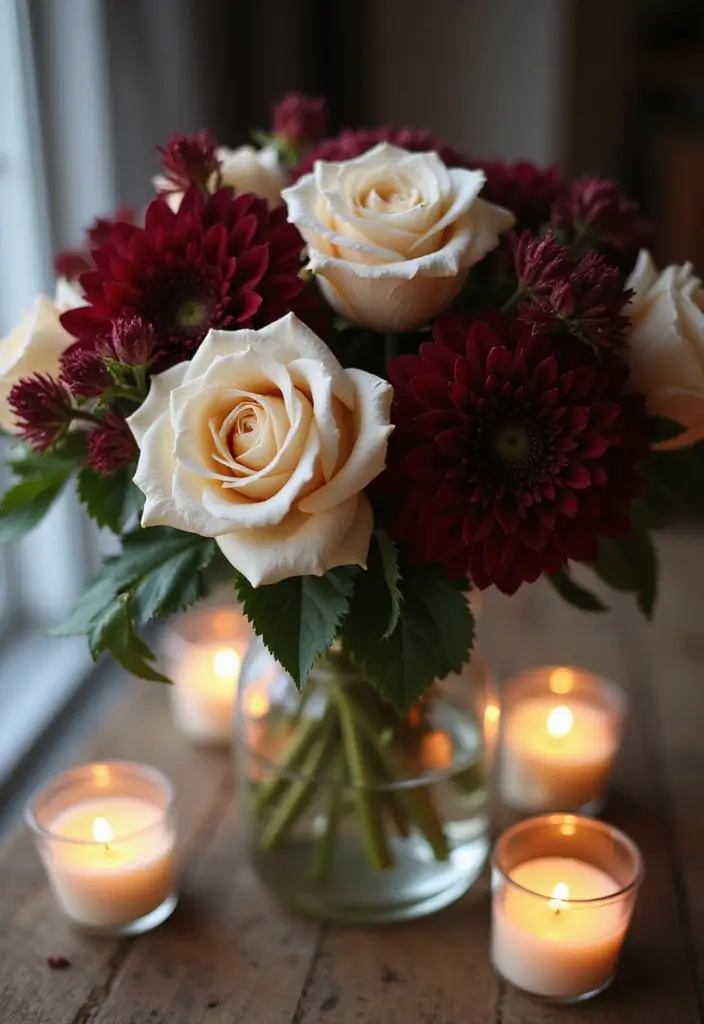 30 October Flower Bouquet Inspirations Youll Fall in Love With 2. Autumn Elegance Burgundy and Cream