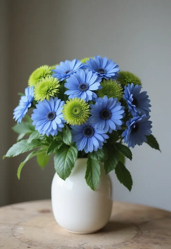30 October Flower Bouquet Inspirations Youll Fall in Love With 21. Relaxing Vibes Blue and Green Floral Mix