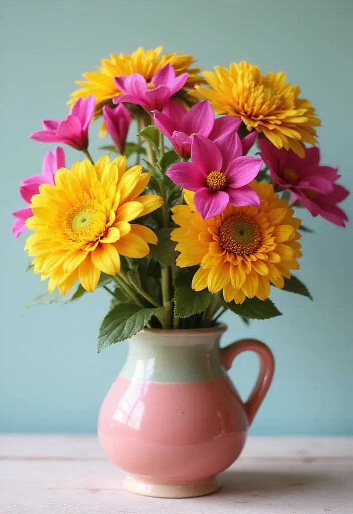 30 October Flower Bouquet Inspirations Youll Fall in Love With 26. Bold Bright Fuchsia and Yellow Flowers