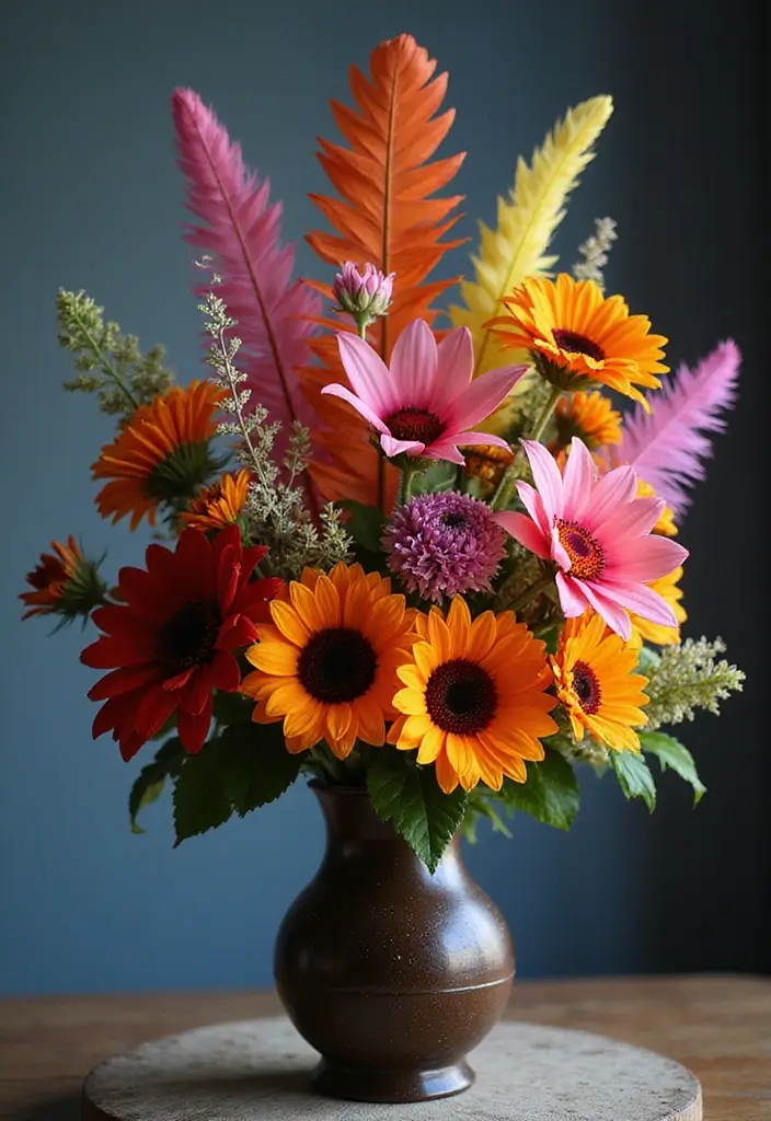 30 October Flower Bouquet Inspirations Youll Fall in Love With 28. Feathered Favorites Flower and Feather Combo