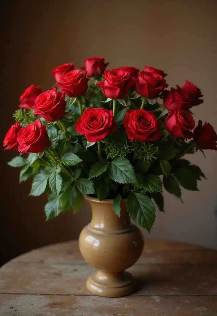 30 October Flower Bouquet Inspirations Youll Fall in Love With 29. Classic Combination Red Roses and Greenery
