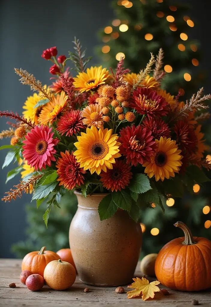 30 October Flower Bouquet Inspirations Youll Fall in Love With 30. Celebration of Fall Mixed Harvest Blooms