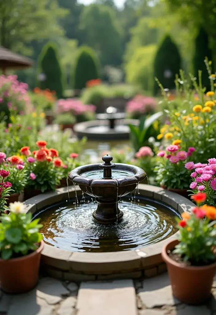 30+ Outdoor Flower Pot Arrangements That Look Gorgeous Year-Round - 21. Container Water Features