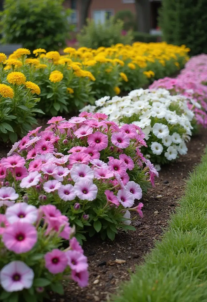 30 Petunias Flower Bed Ideas for Charming Front Yards - 14. Petunias for Border Gardens