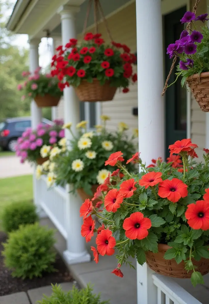 30 Petunias Flower Bed Ideas for Charming Front Yards - 2. Petunias in Hanging Baskets