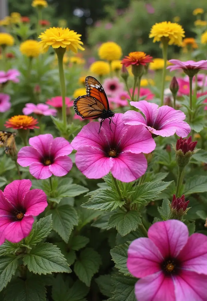 30 Petunias Flower Bed Ideas for Charming Front Yards - 25. Petunias for Pollinator Gardens