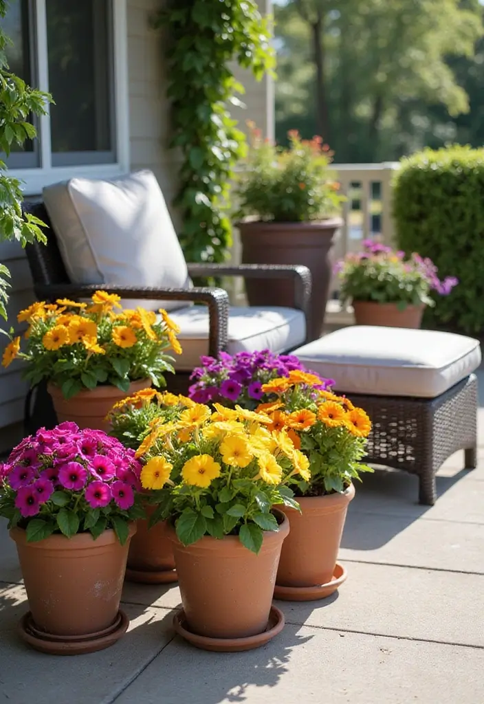 30 Petunias Flower Bed Ideas for Charming Front Yards - 6. Patios with Petunias