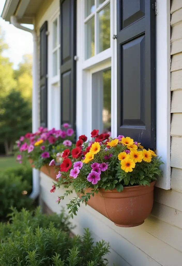 30 Petunias Flower Bed Ideas for Charming Front Yards - 7. Petunias in Window Boxes