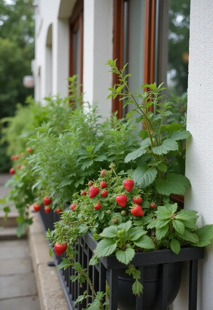 30+ Railing Flower Box Ideas for Balconies and Porches - 11. Edible Arrangements