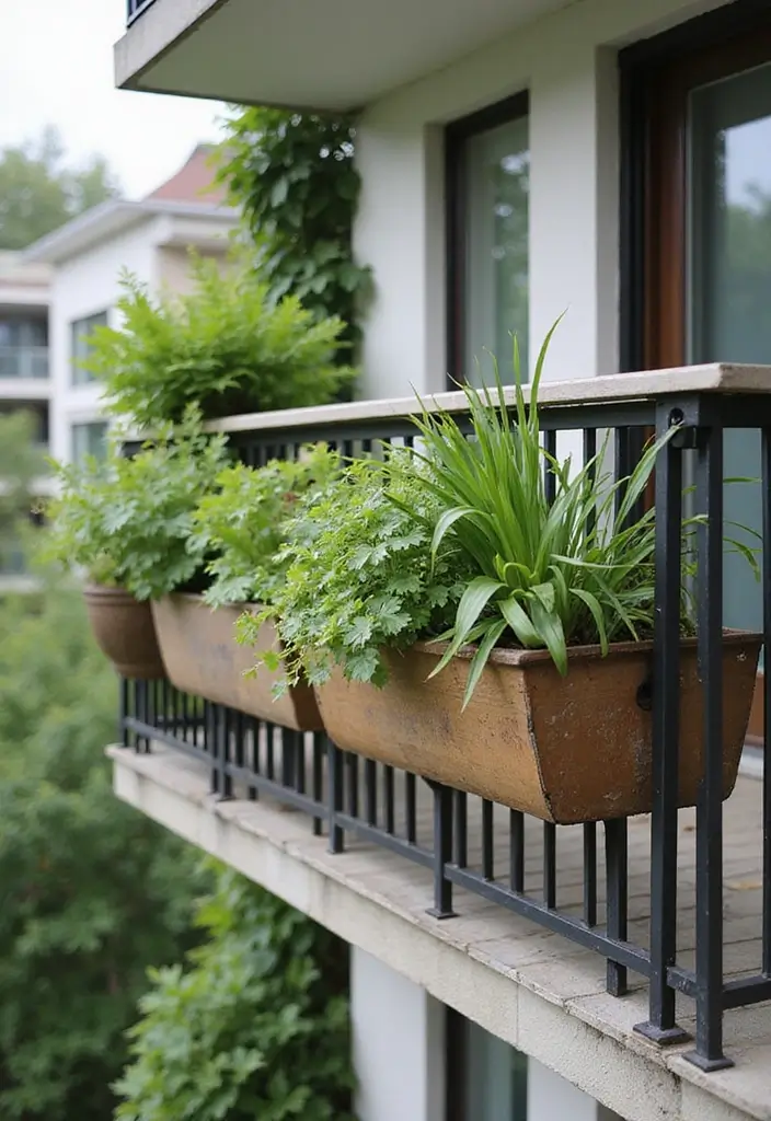 30+ Railing Flower Box Ideas for Balconies and Porches - 17. Eco-Friendly Options