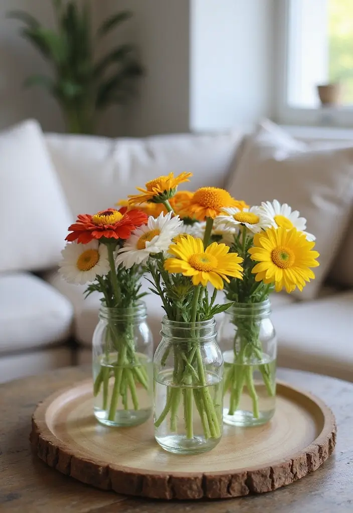 30 Spring Flower Arrangement Ideas to Refresh Your Home - 10. Colorful Spring Jars