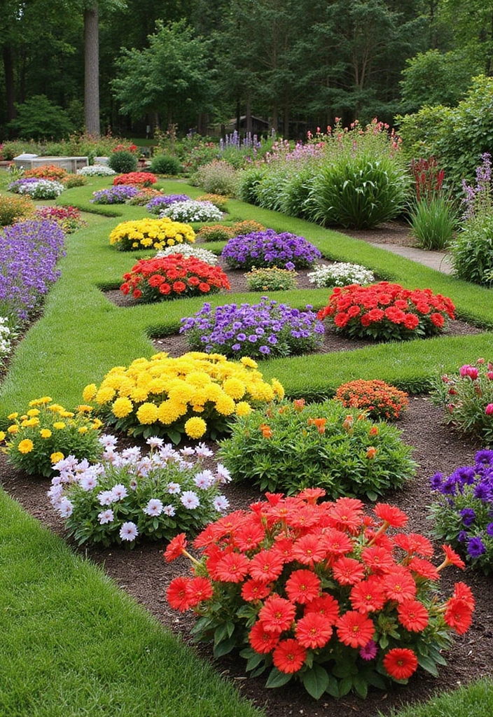 30+ Square Flower Bed Ideas for Modern and Classic Homes - 26. Square Flower Beds with Seasonal Color Changes