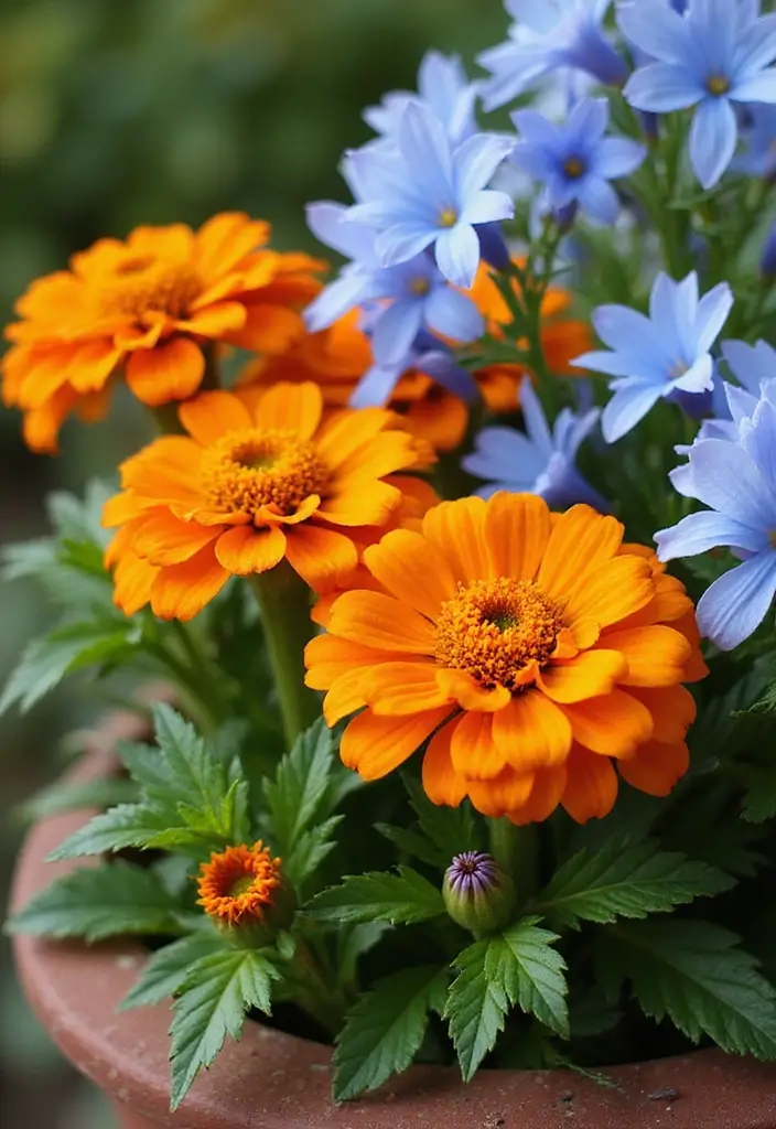 30 Stunning Flower Color Combinations That Always Work Together - 17. Vibrant Orange and Soft Blue