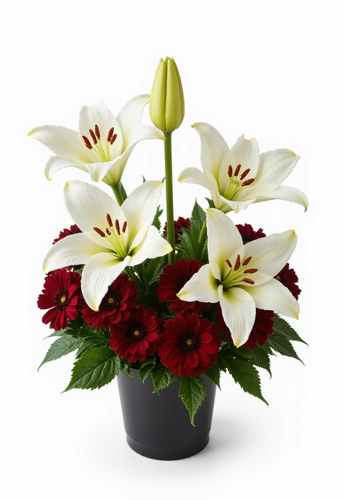 30 Stunning Flower Color Combinations That Always Work Together - 20. Soft White and Rich Burgundy