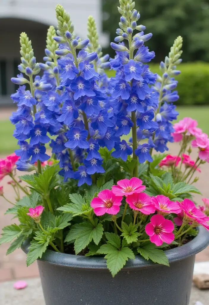 30 Stunning Flower Color Combinations That Always Work Together - 28. Deep Blue and Bright Pink