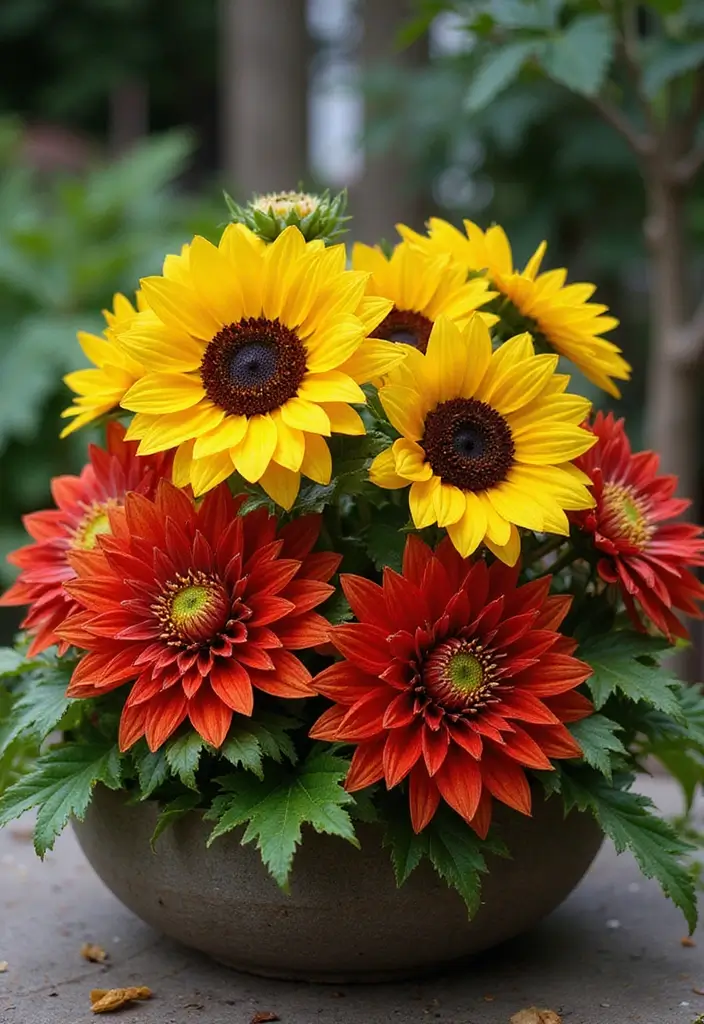 30 Stunning Flower Color Combinations That Always Work Together - 8. Golden Yellow and Passionate Red