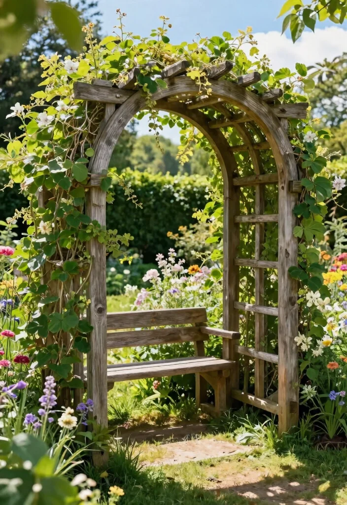 10 Arched Trellis Ideas to Create Garden Entrances and Paths 1 10 Arched Trellis Ideas to Create Garden Entrances and Paths - 1. Rustic Wooden Arched Trellis 1
