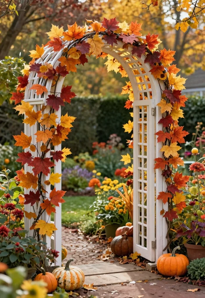 10 Arched Trellis Ideas to Create Garden Entrances and Paths 100 10 Arched Trellis Ideas to Create Garden Entrances and Paths - 10. Arched Trellis with Seasonal Decor 1