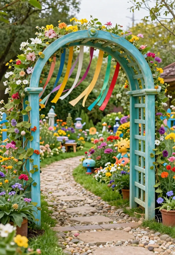 10 Arched Trellis Ideas to Create Garden Entrances and Paths 34 10 Arched Trellis Ideas to Create Garden Entrances and Paths - 4. Whimsical Garden Arch 1