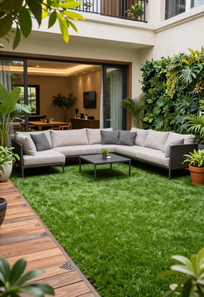 10 Artificial Turf Backyard Ideas for Low Maintenance Outdoor Living - 3. Lush Indoor-Outdoor Flow 1