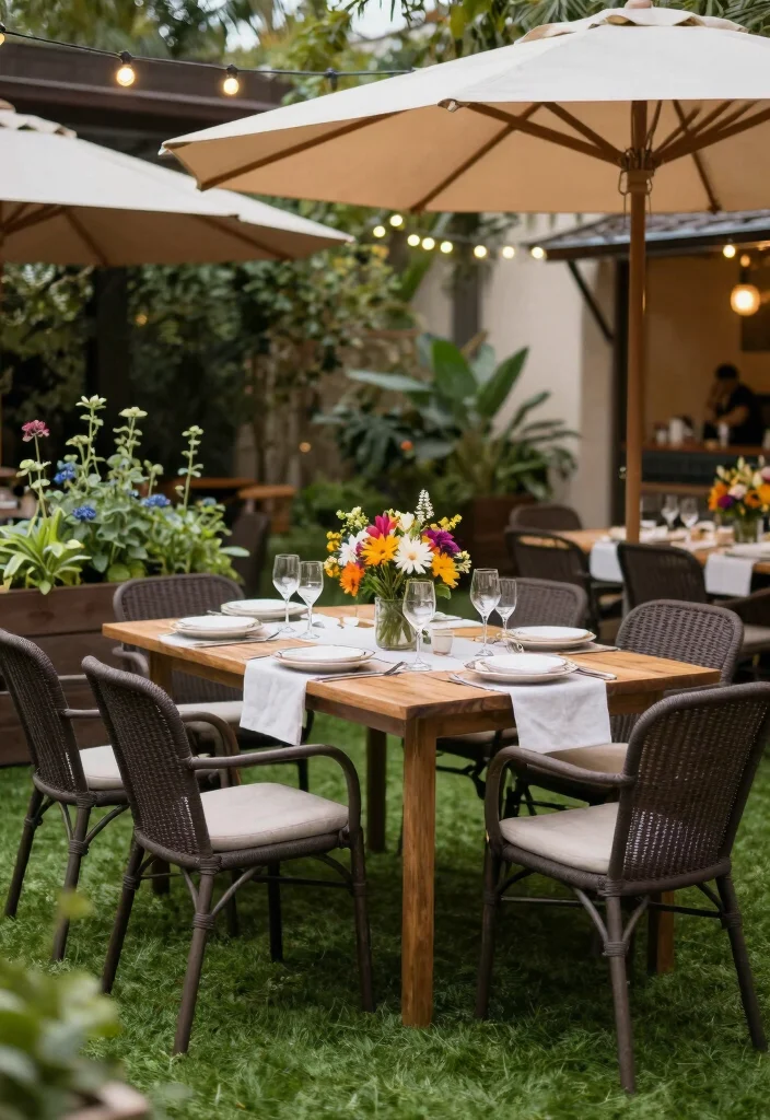 10 Artificial Turf Backyard Ideas for Low Maintenance Outdoor Living - 7. Outdoor Dining Delight 1