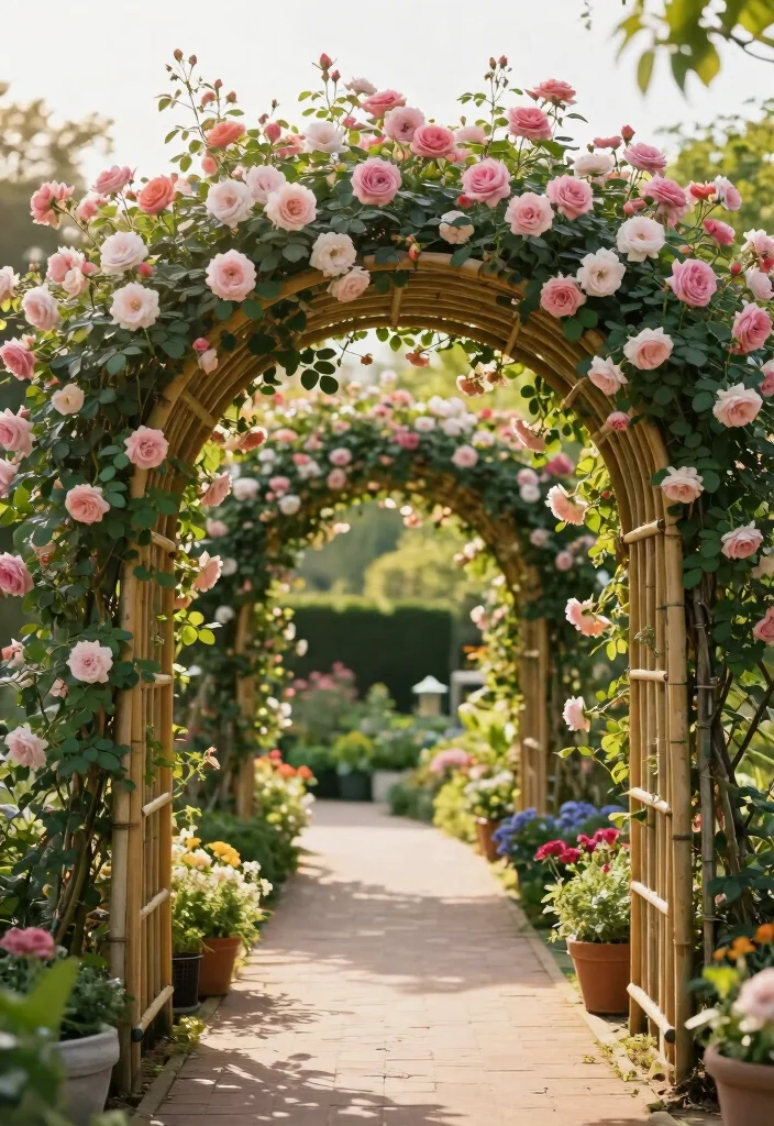 10 Bamboo Trellis Ideas for Natural Garden Privacy - 3. Arching Bamboo Trellis 1